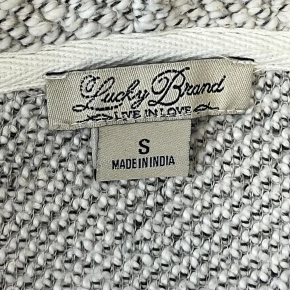 Lucky Brand Woven Asymmetrical Zip Hoodie. Gray White Size Small #1238 - Picture 9 of 10